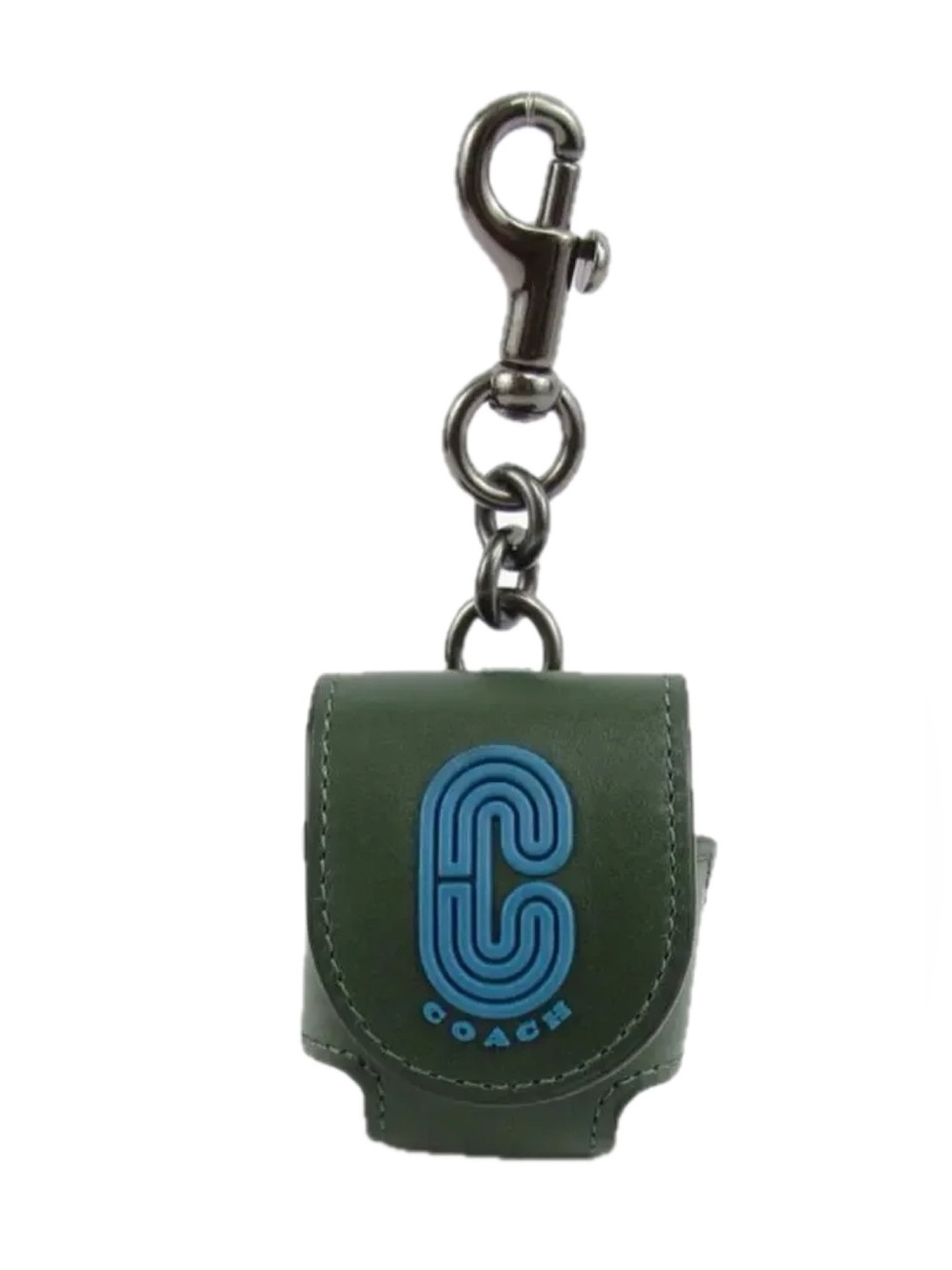 Coach Green Leather Keychain AirPods Pouch